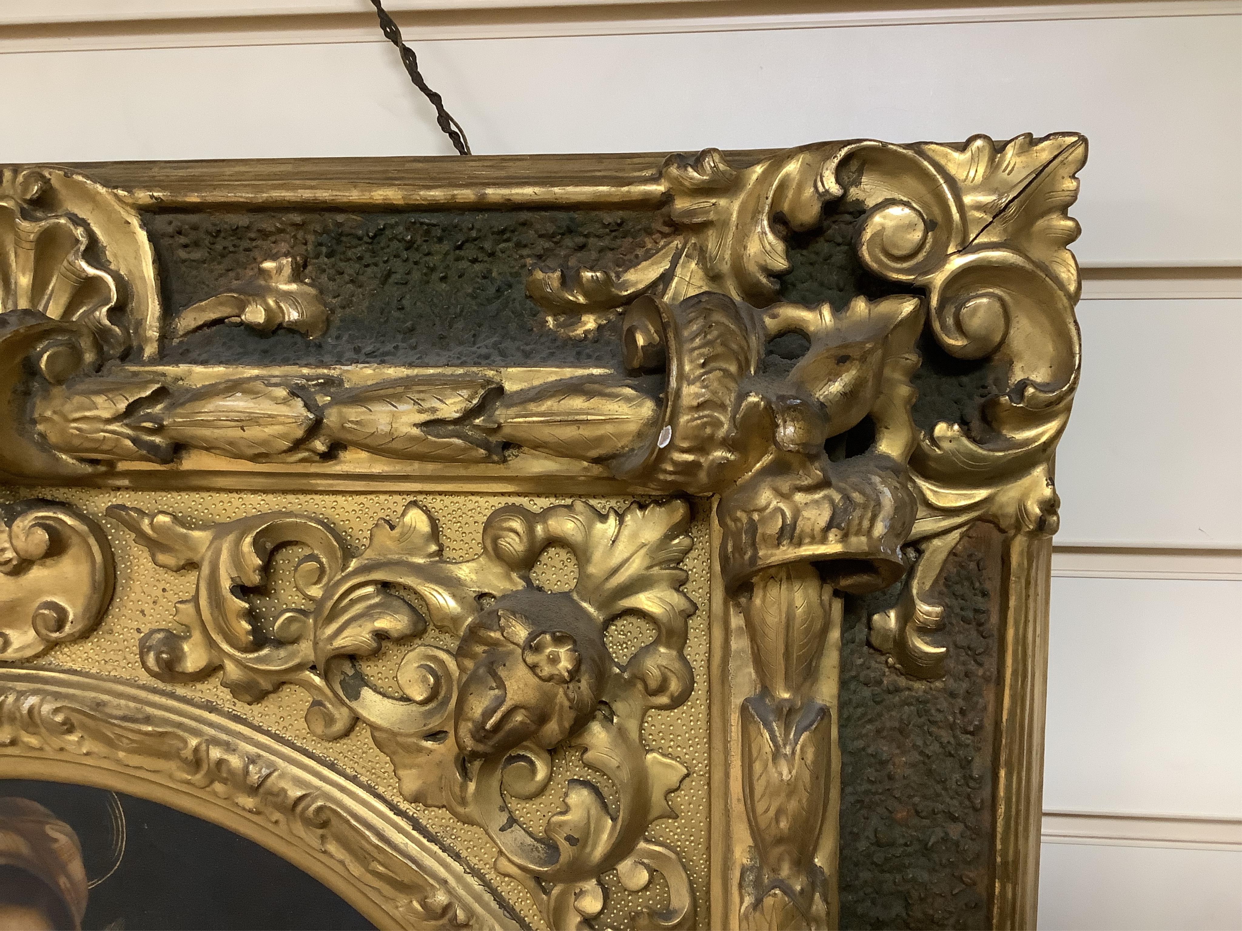 After Raphael (1483-1520), tondo oil on canvas, Madonna and chair, 38cm diameter, housed in ornate gilt frame